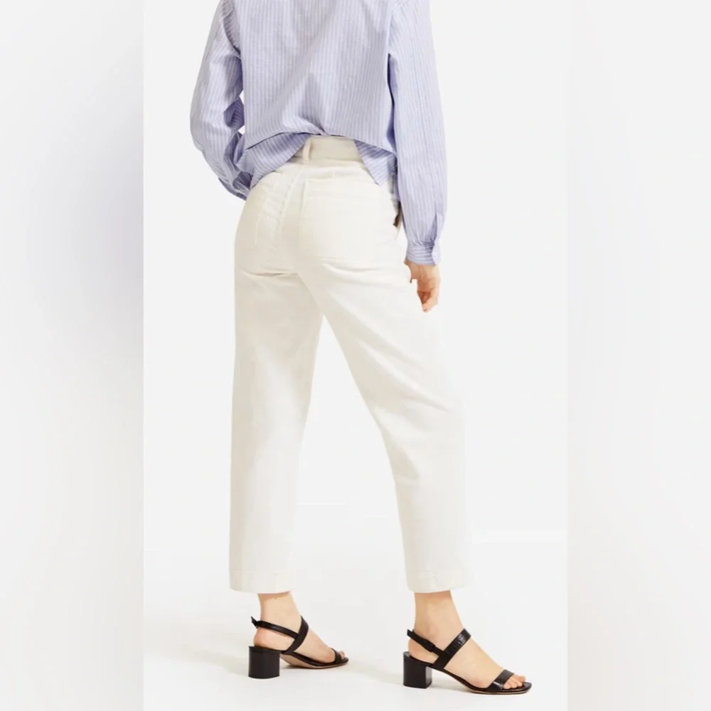 Everlane Bone White Corduroy Straight Leg Crop Pants Size 6 - Picture 2 of 5